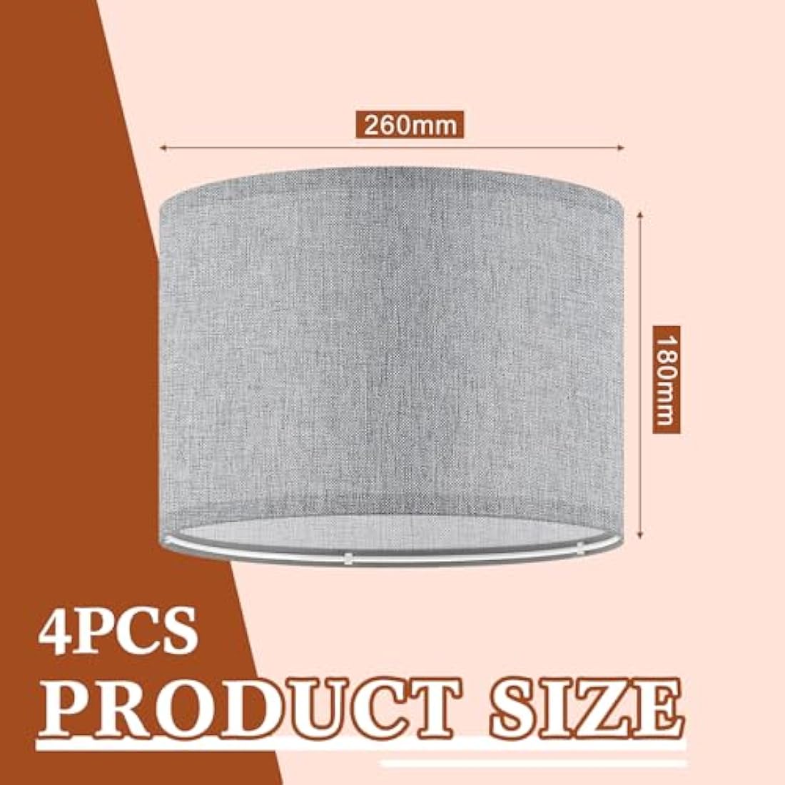 Weewooday Linen Drum Lampshades with E27 to E14 Adapters, 4 Pack – Grey