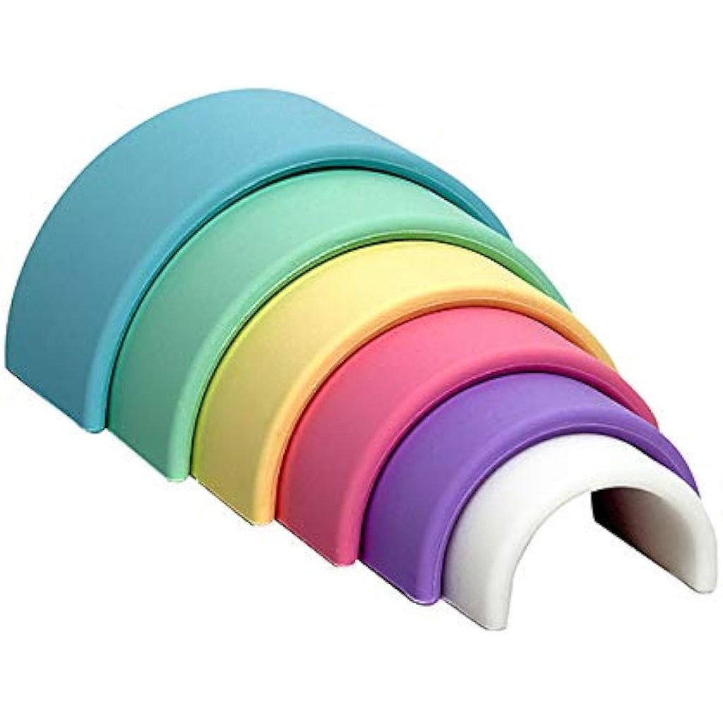 dëna Rainbow Silicone Toy – Pastel Open-Ended Stacking & Teething Toy