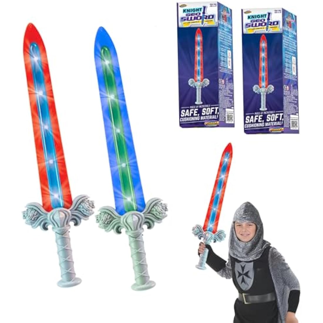 Geospace GeoSword LED Motion Activated Toy Sword 2-Pack – Blue & Red