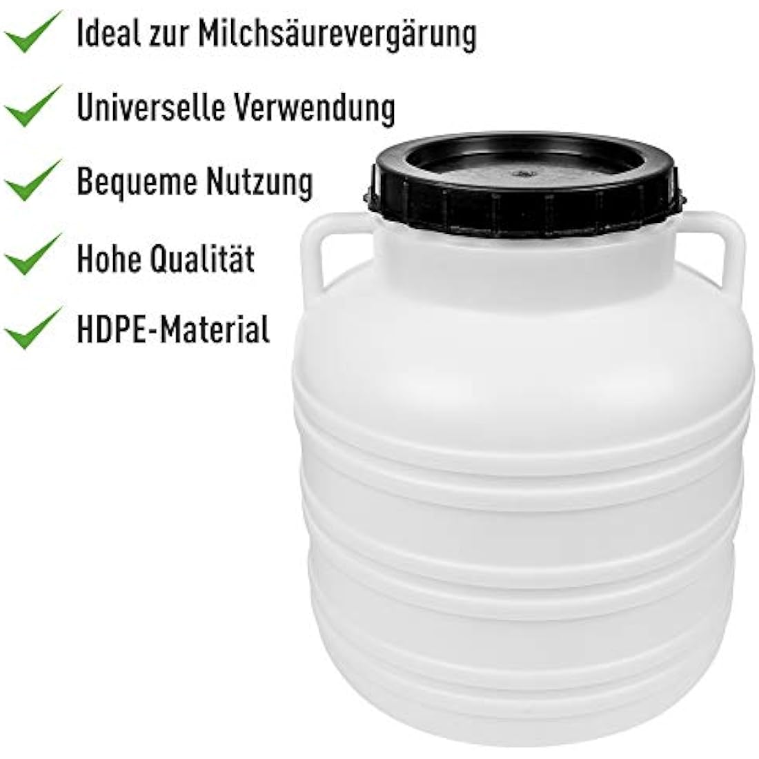 Browin 30L Wide-Neck Fermentation Barrel – White Food Grade Bucket