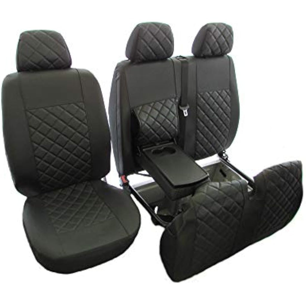 Texmar Mercedes Sprinter Crafter 2006-2018 Black Eco Leather Seat Covers