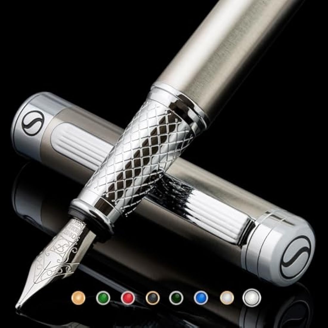 Scriveiner Stainless Steel Fountain Pen – Fine Schmidt Nib Luxury Pen
