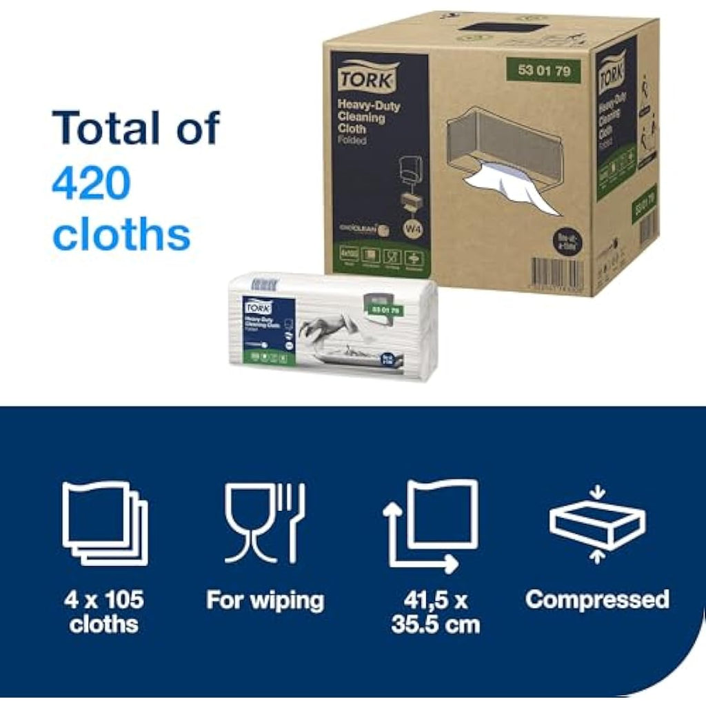 Tork Heavy-Duty Cleaning Cloths - White W4 Multipurpose - 420 Count