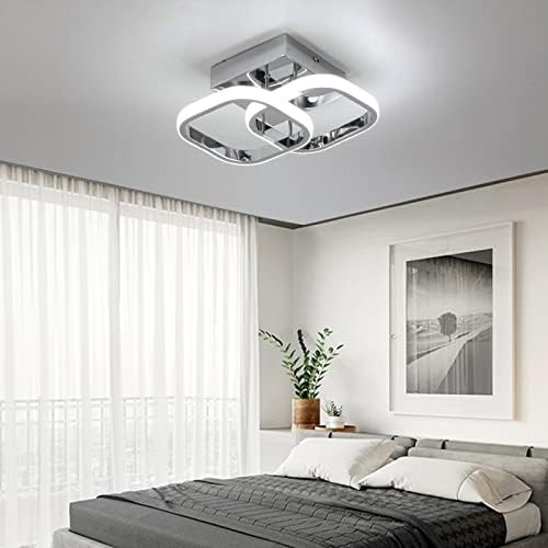 EIDISUNY Square LED Ceiling Light – 22W Modern Nordic Chrome Lamp