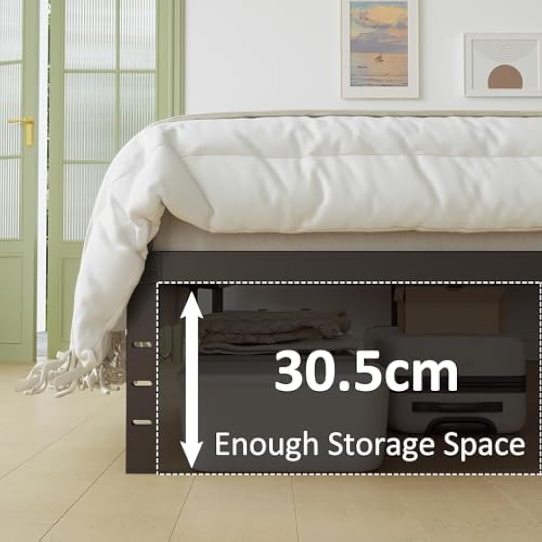 Jolof Store Super King Metal Bed Frame – Heavy Duty with Storage, Black