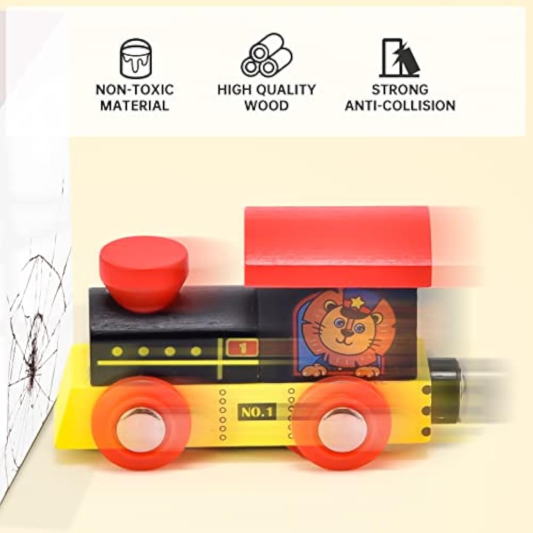 Atoylink 12-Piece Magnetic Wooden Animal Train Set - Montessori Toy