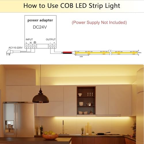 SIRYYUI 10M COB LED Strip Light – 3000K Warm White 24V Dotless Tape