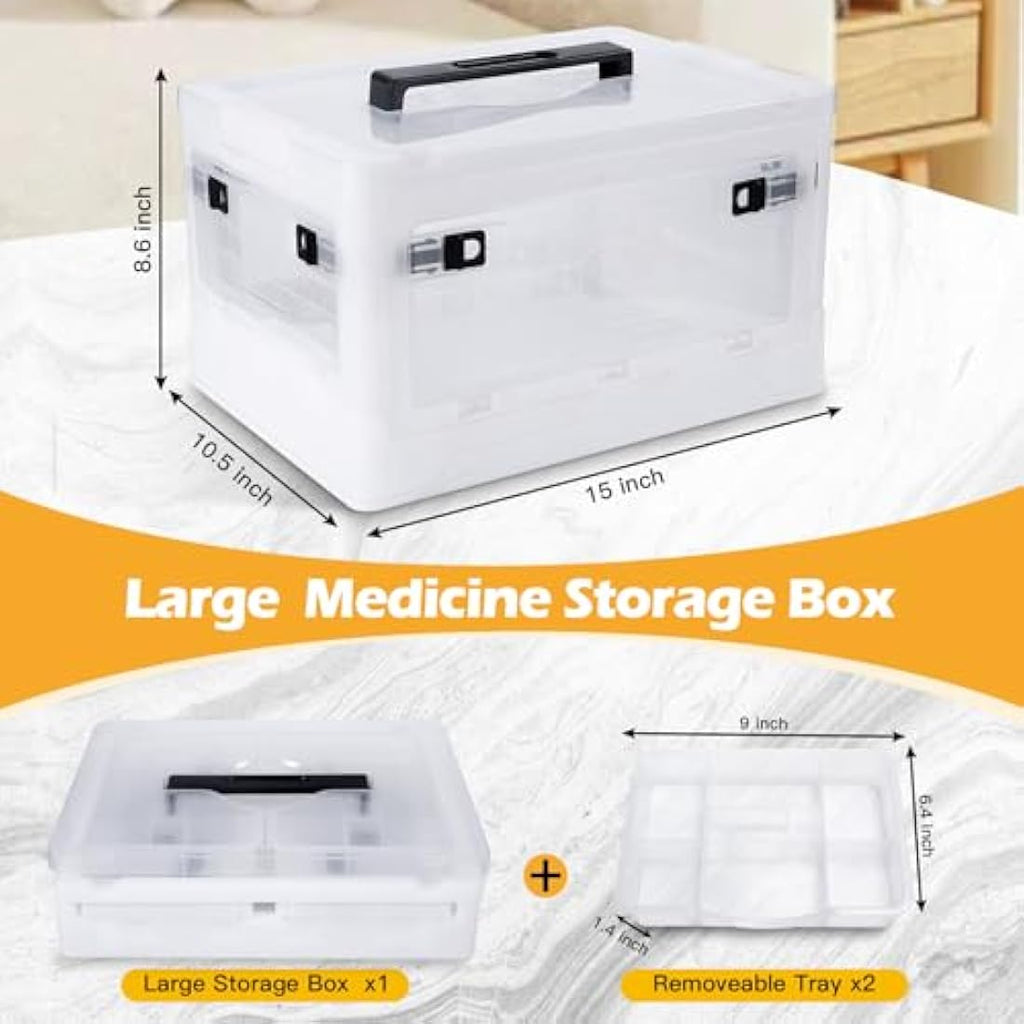 Gifhomfix Extra Large First Aid Box | 20 Quart Clear Medicine Organiser