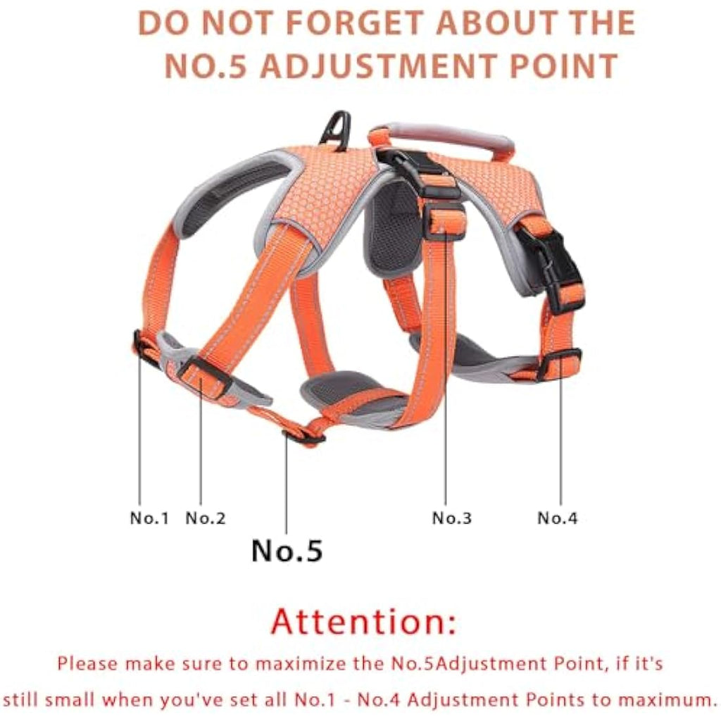 BELPRO Escape Proof Dog Harness – Reflective No Pull Support Vest, Orange, S