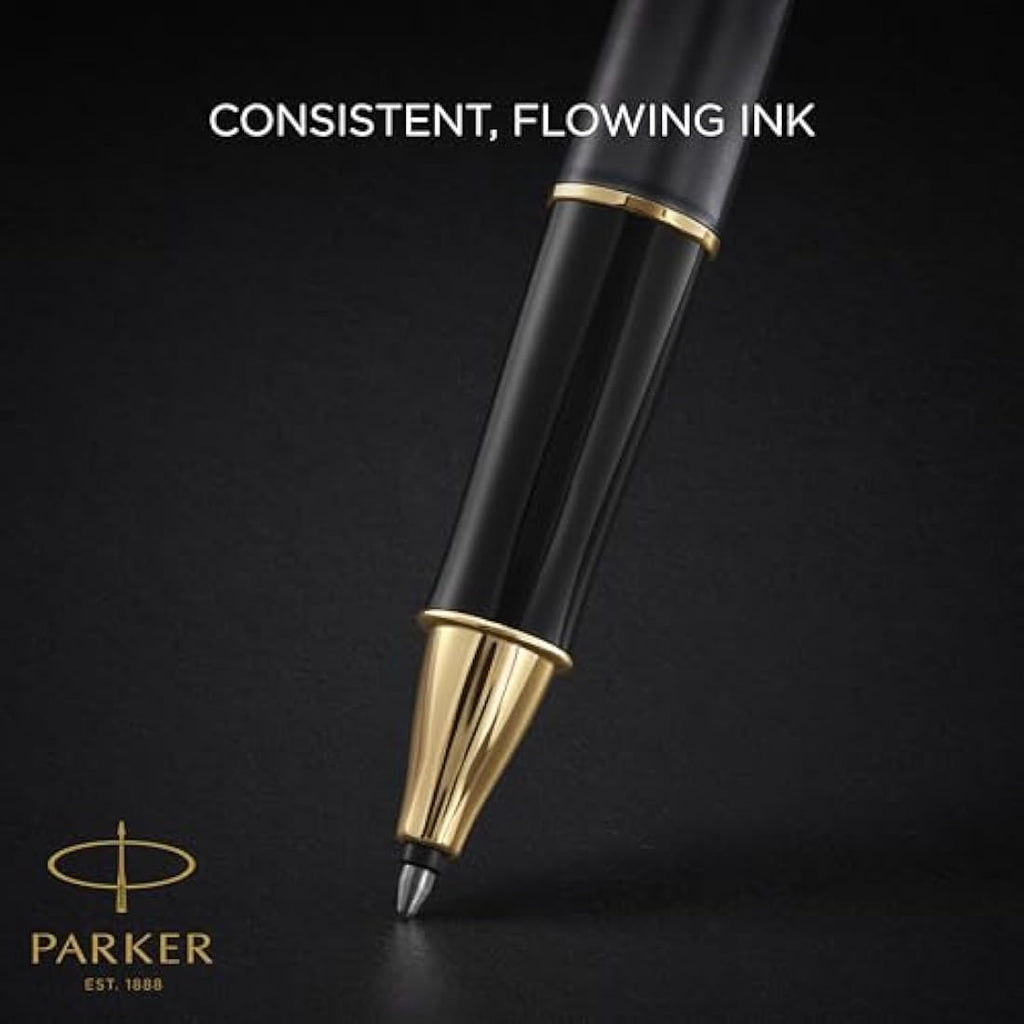 Parker Sonnet Rollerball Pen – Grey Lacquer with Gold Trim, Fine Point
