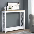 Galano Nova Console Table – Distressed Oak & White Entryway Cabinet