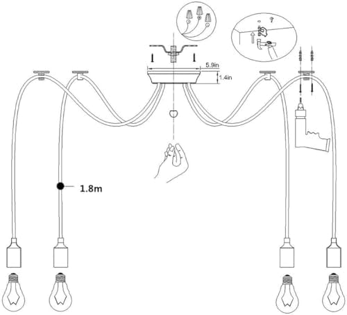 Jolof Store Industrial Spider Pendant Light – 6-Head DIY Vintage Chandelier