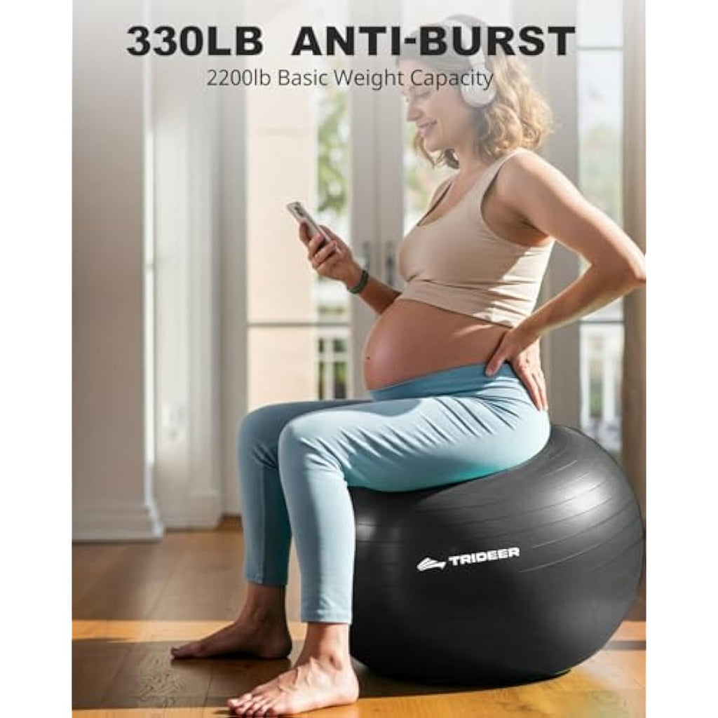 Trideer Exercise Ball – Anti-Burst Yoga Ball for Pregnancy & Office Chair
