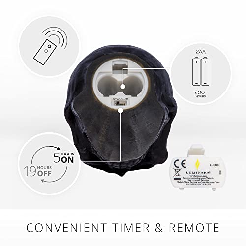 Luminara Flameless LED Skull Candle – Black Real Wax Skeleton Decor
