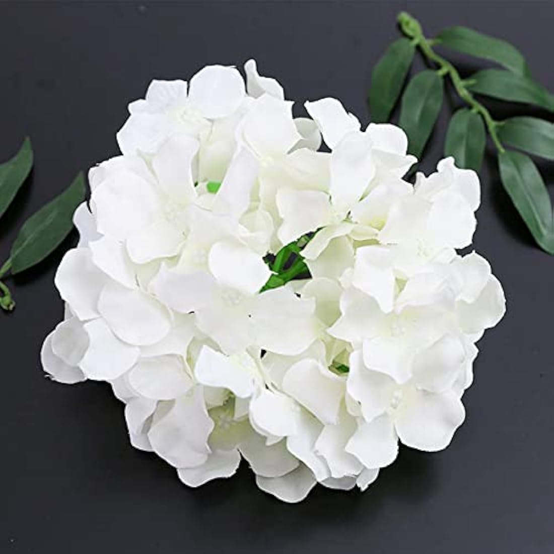 FagusHome 30 Pcs Silk Hydrangea Heads with Stems for Wedding Decor | White