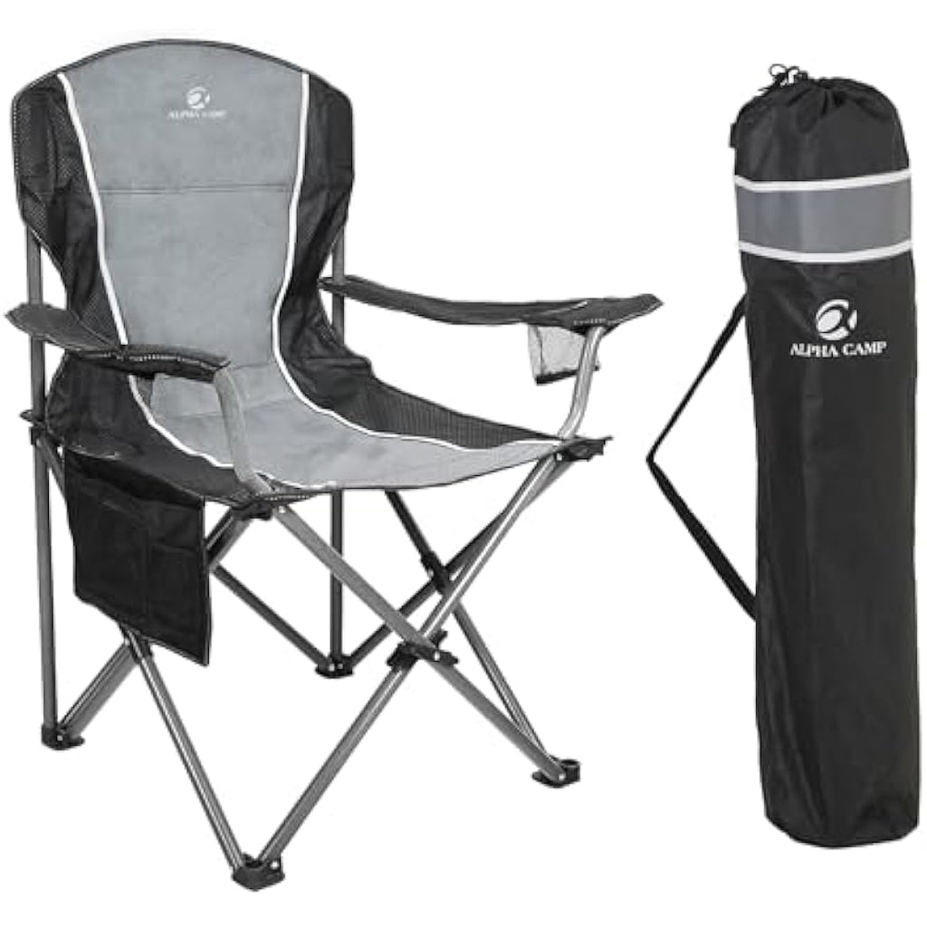 LET'S CAMP Heavy Duty Folding Camping Chair | XL 160kg Capacity