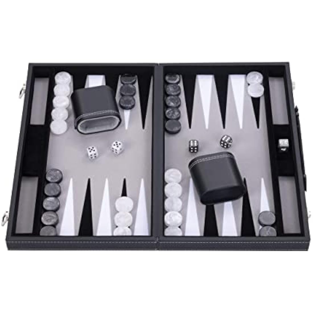 Engelhart 18 Inch Luxury Backgammon Set - Faux Leather & Felt Inlay