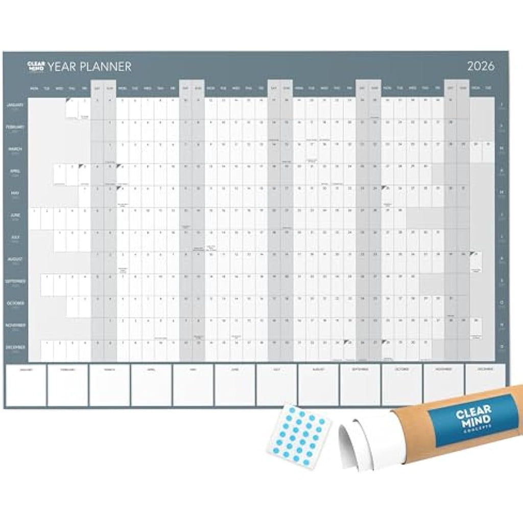 Clear Mind Concepts 2026 Wall Planner – Large A1 Yearly Calendar