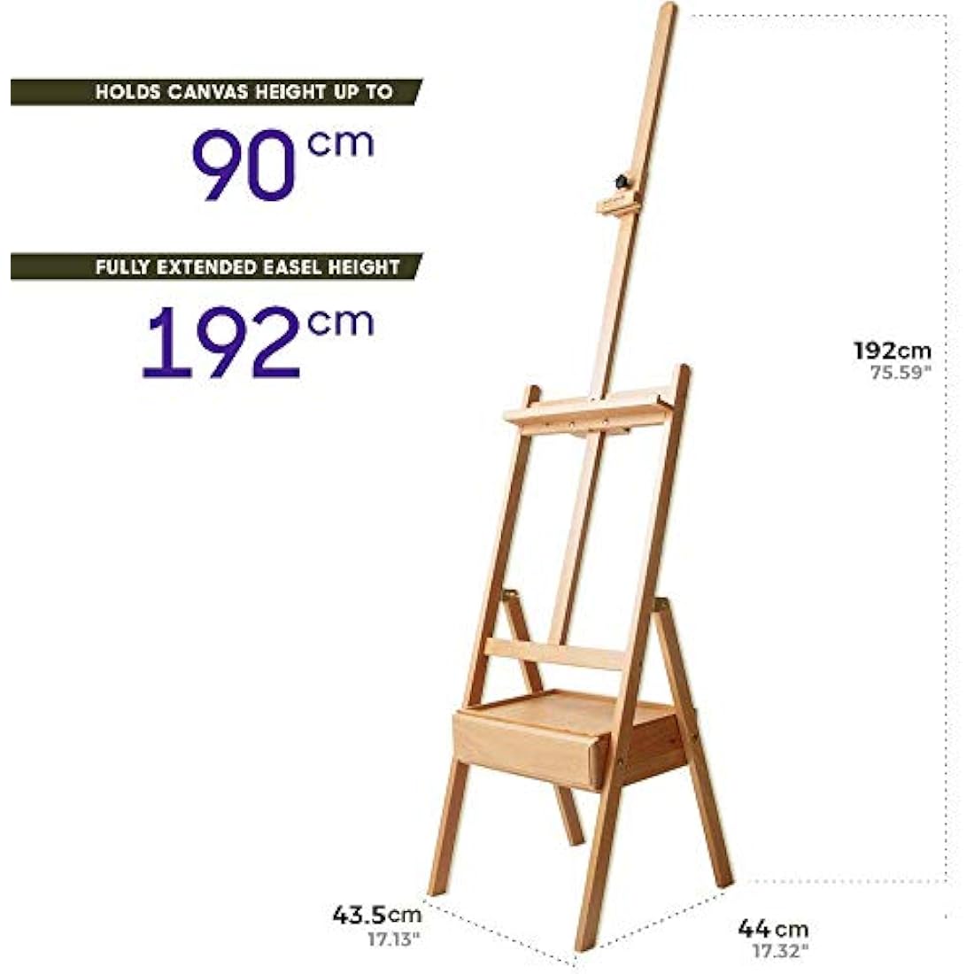 Mont Marte Beech Wood Box Floor Easel – Adjustable Studio Painting Stand