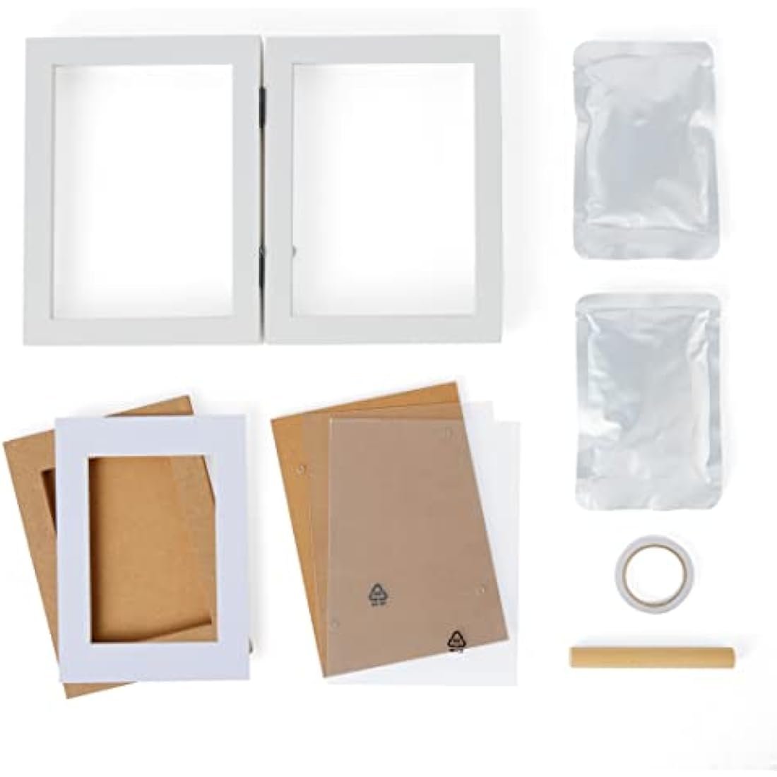 Chuckle Baby Hand and Foot Clay Print Photo Frame Keepsake Kit - White