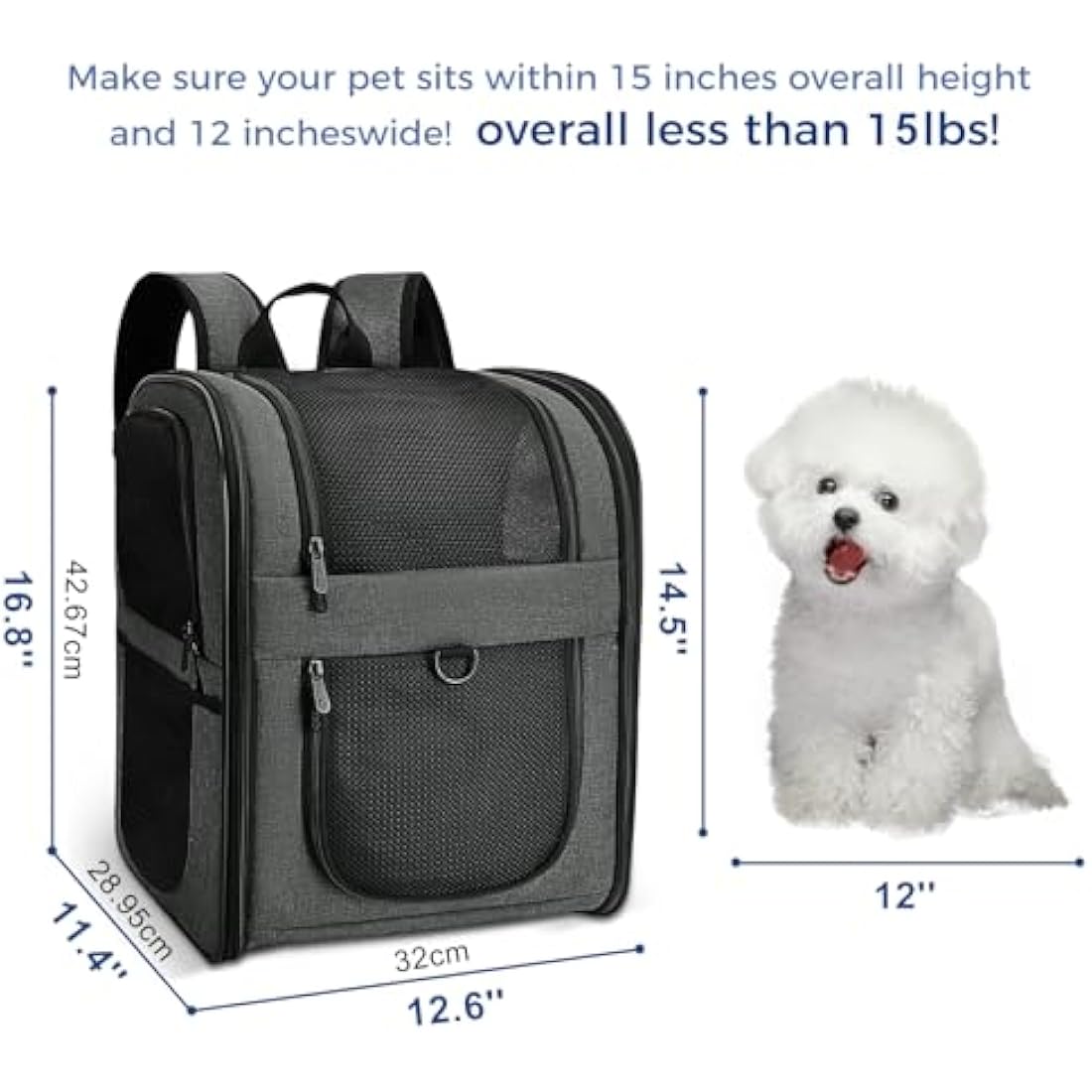 Apollo Walker Pet Carrier Backpack – Large Cat and Dog Travel Bag, Gray