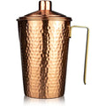 Kosdeg Pure Copper Pitcher with Lid – 44 Oz Hammered Handcrafted Jug