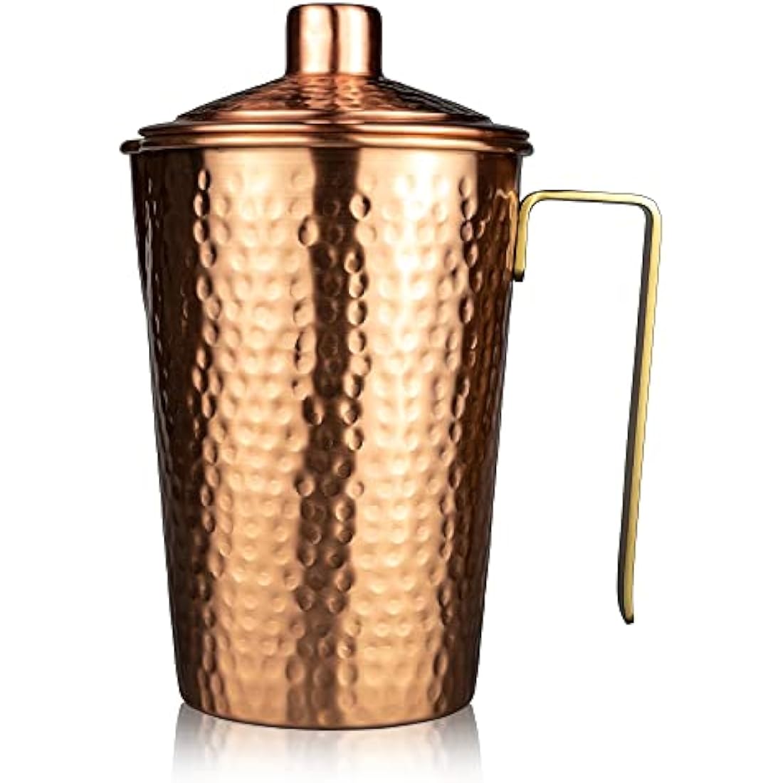 Kosdeg Pure Copper Pitcher with Lid – 44 Oz Hammered Handcrafted Jug