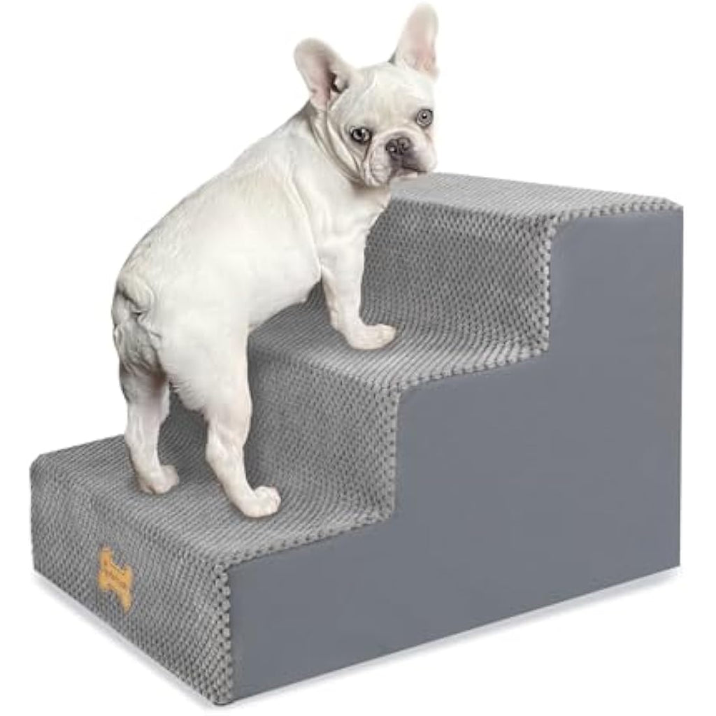 Nepfaivy 3-Step Foam Dog Stairs – Non-Slip Pet Ramp for Small Dogs