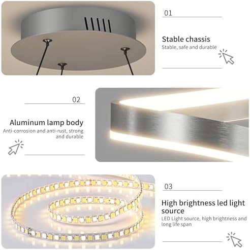 Jolof Store LED Ring Chandelier – Dimmable Modern Kitchen Island Pendant