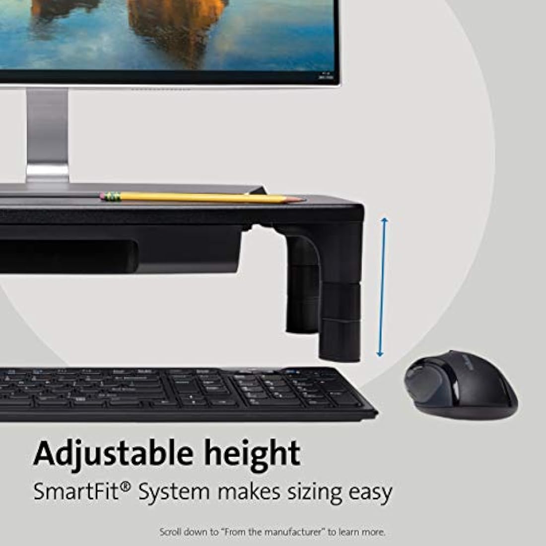 Kensington SmartFit Monitor Stand – Ergonomic Riser with A4 Drawer