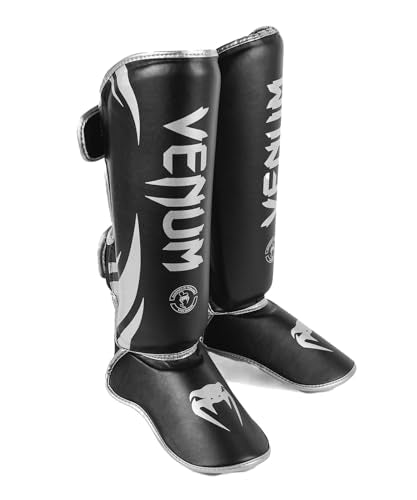 Venum Challenger Standup Shin Guards | Skintex Leather MMA Gear - Black