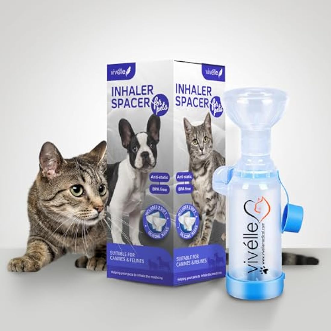Vivélle Pet Inhaler Spacer for Cats and Dogs with 2 Masks |