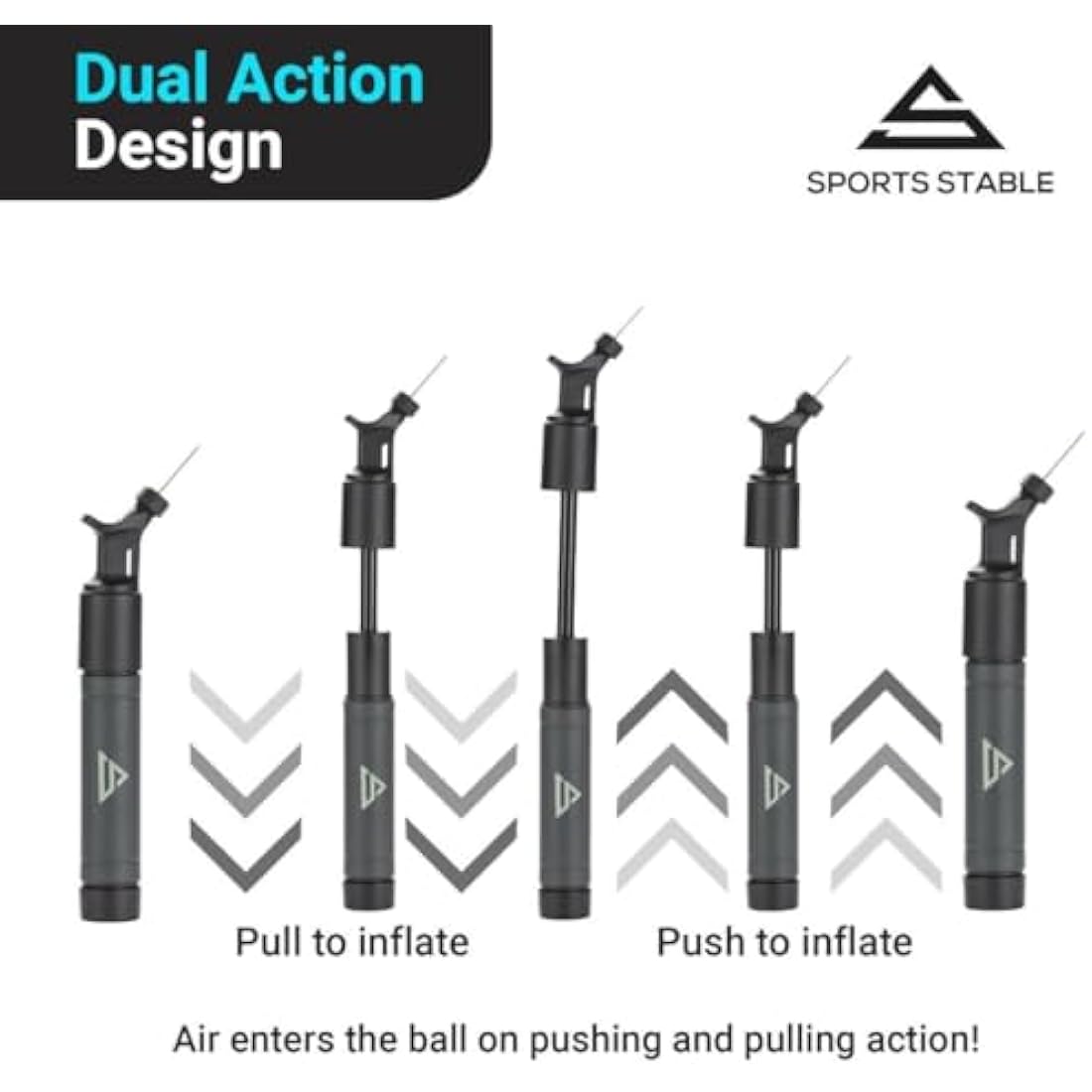 Dual Action Ball Pump with 5 Needles for Sports Balls