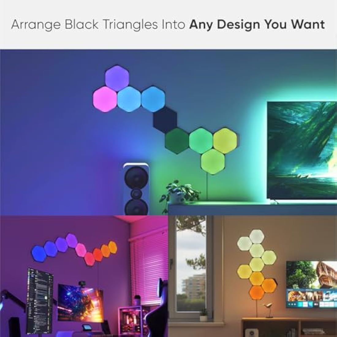 Nanoleaf Shapes Ultra Black Hexagon Starter Kit | 9 Smart LED Panels