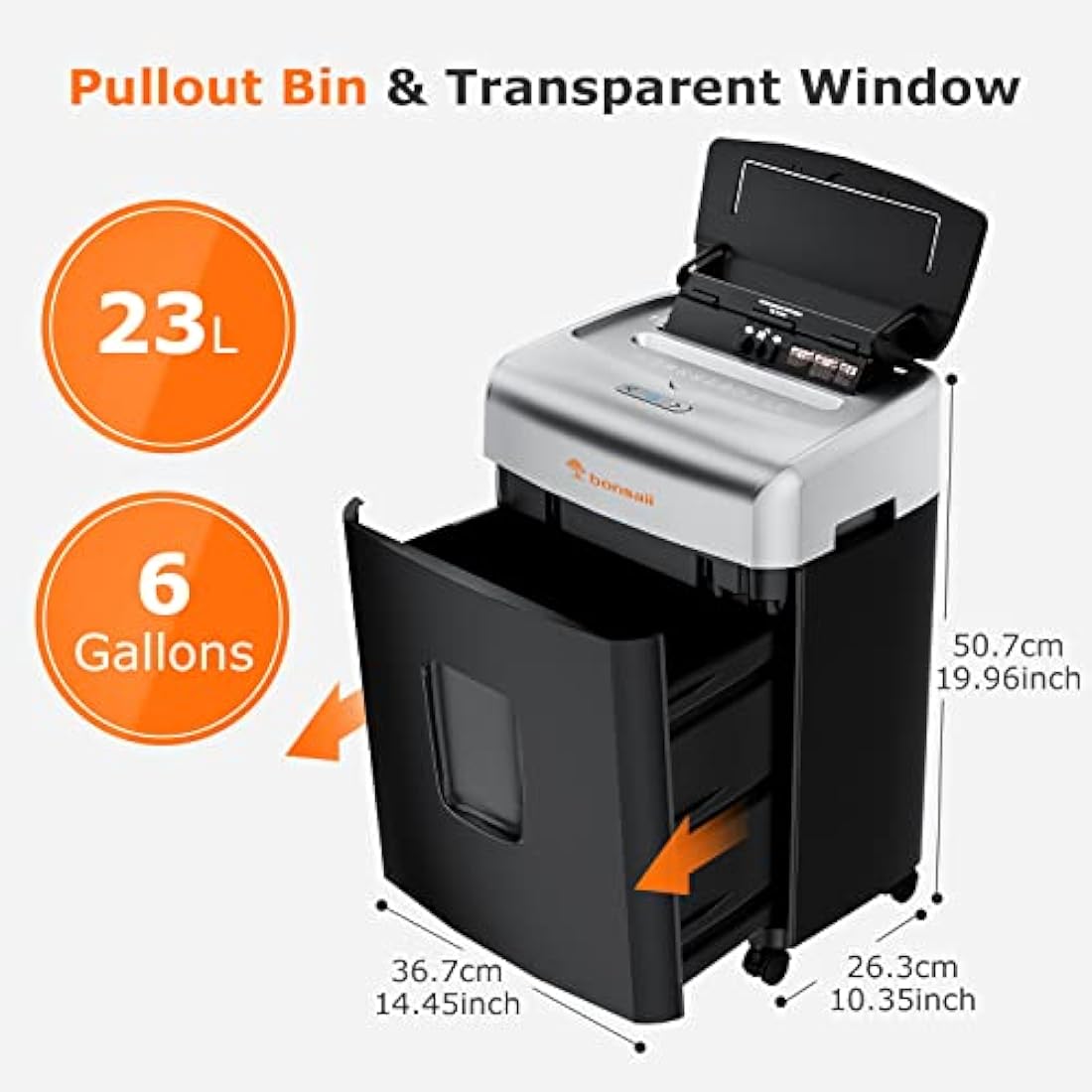Bonsaii 110-Sheet Auto Feed Micro Cut Paper Shredder | 23L Bin