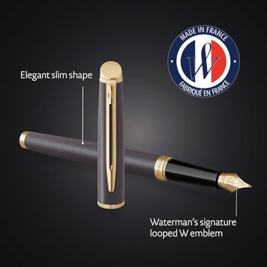 Waterman Hémisphère Fountain Pen | Lava Black, Medium Nib Gift Set