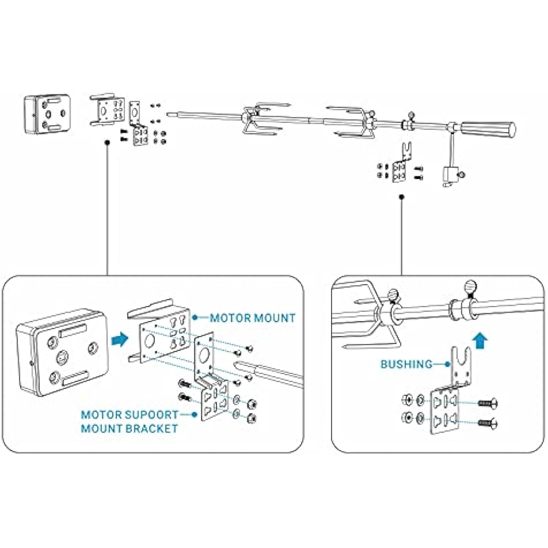 Universal Stainless Steel Rotisserie Motor Bracket Set