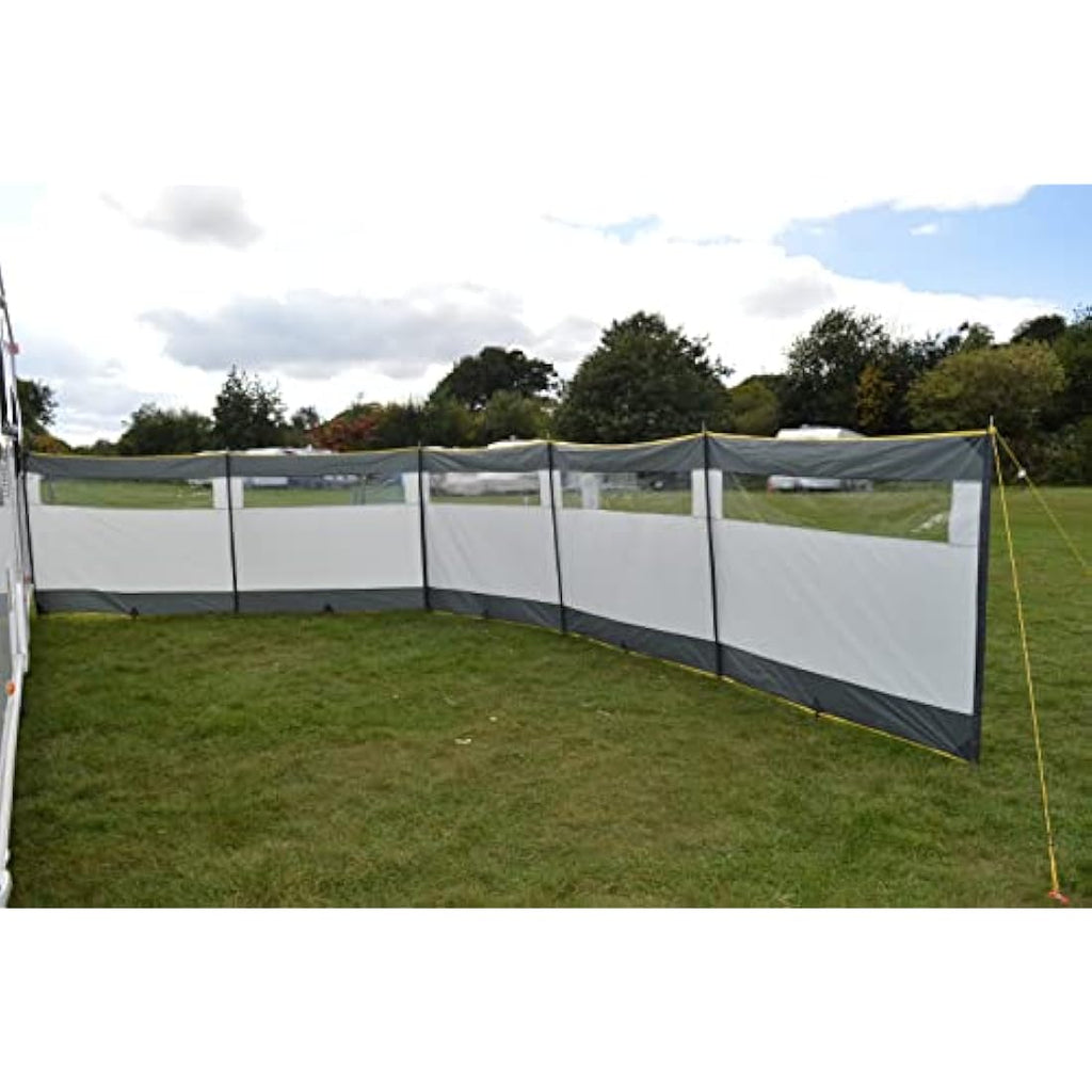 Bits4Reasons 5 Panel Steel Poled Camping Windbreak with Windows - 8m