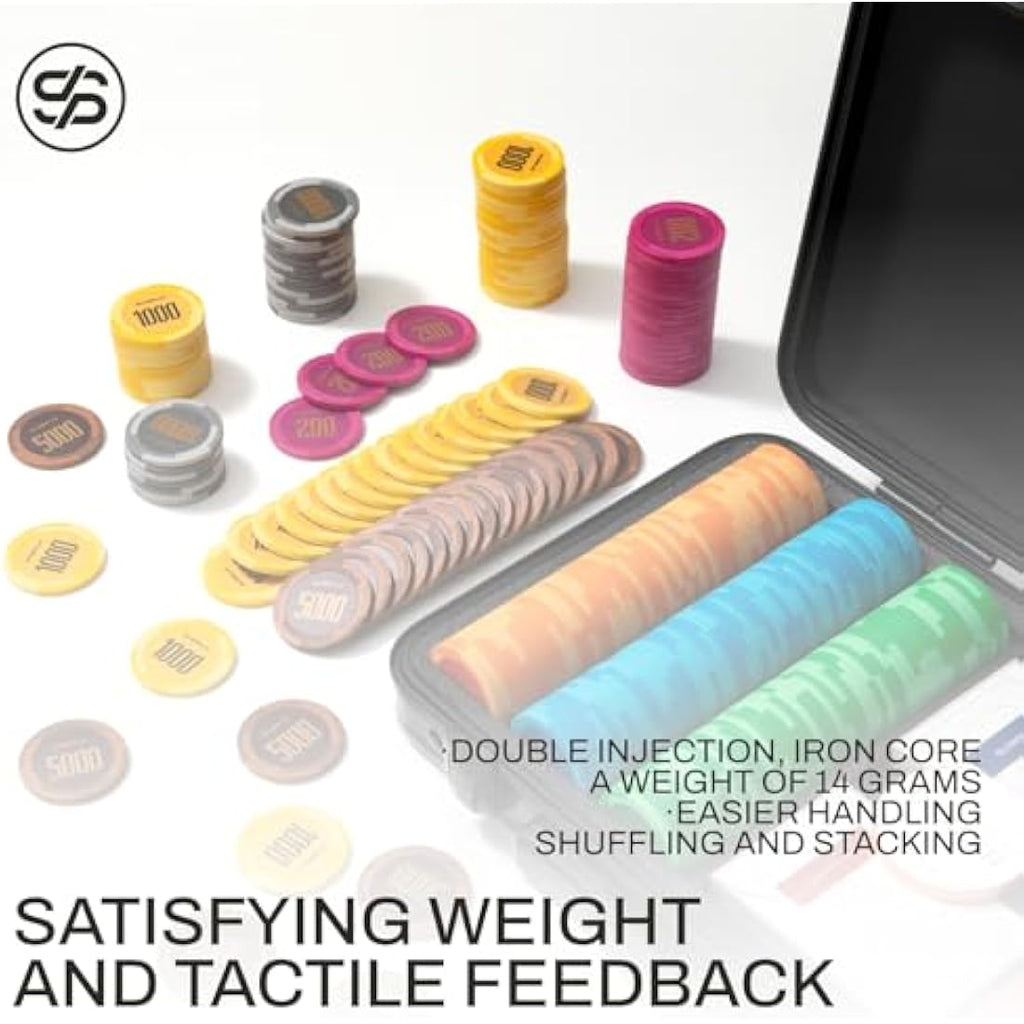 SLOWPLAY Godel 300 PCS Blank Clay Poker Chips Set with Polycarbonate Case