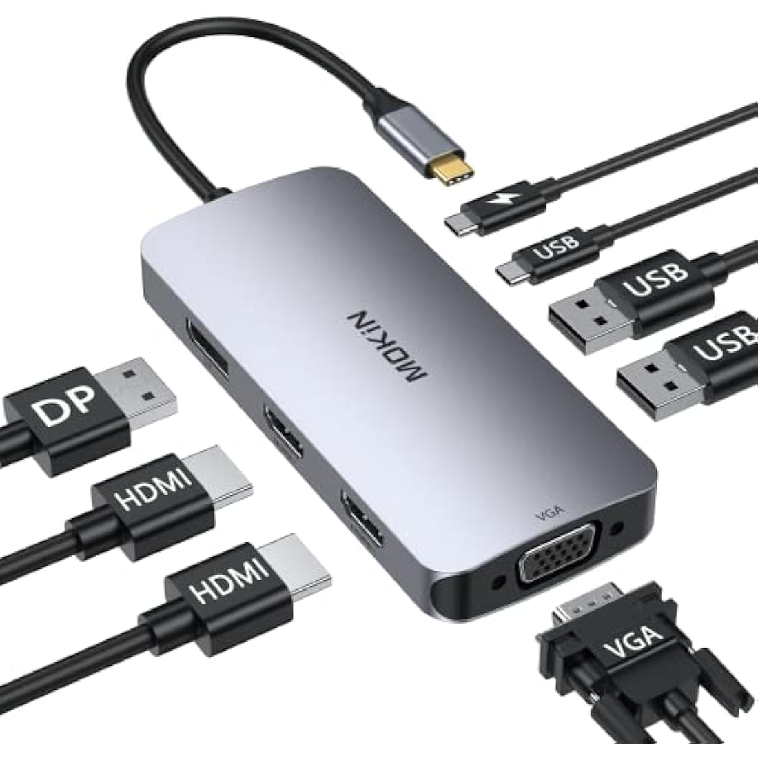 MOKiN USB C Docking Station – 8-in-1 Triple Monitor Hub with 100W PD