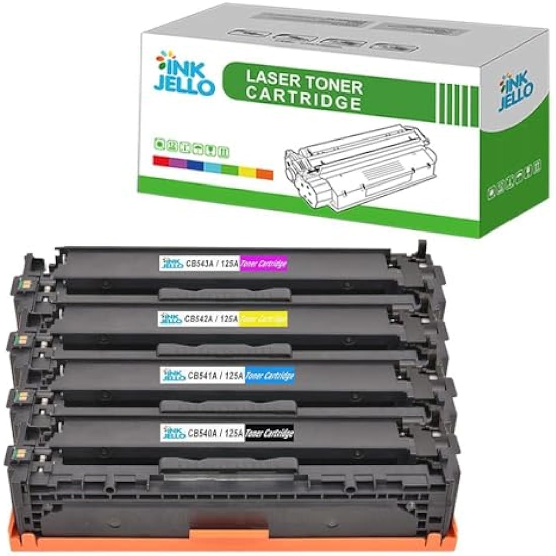 InkJello Compatible HP Color LaserJet Toner Cartridge (CB540A) 4-Pack