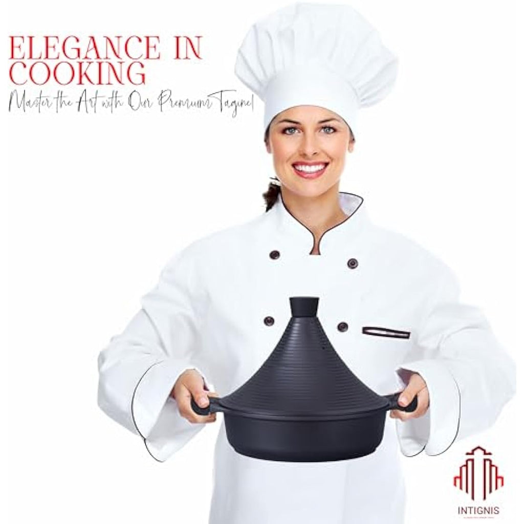 INTIGNIS Nonstick Moroccan Tagine Pot – 28cm Induction Casserole Dish