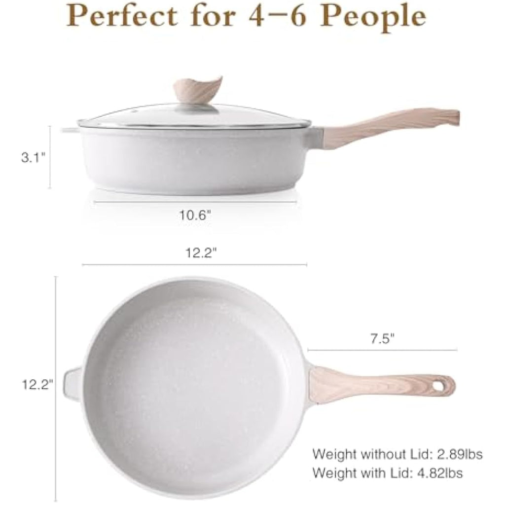 Kordisen 30cm Nonstick Ceramic Deep Frying Pan with Lid | Induction Skillet