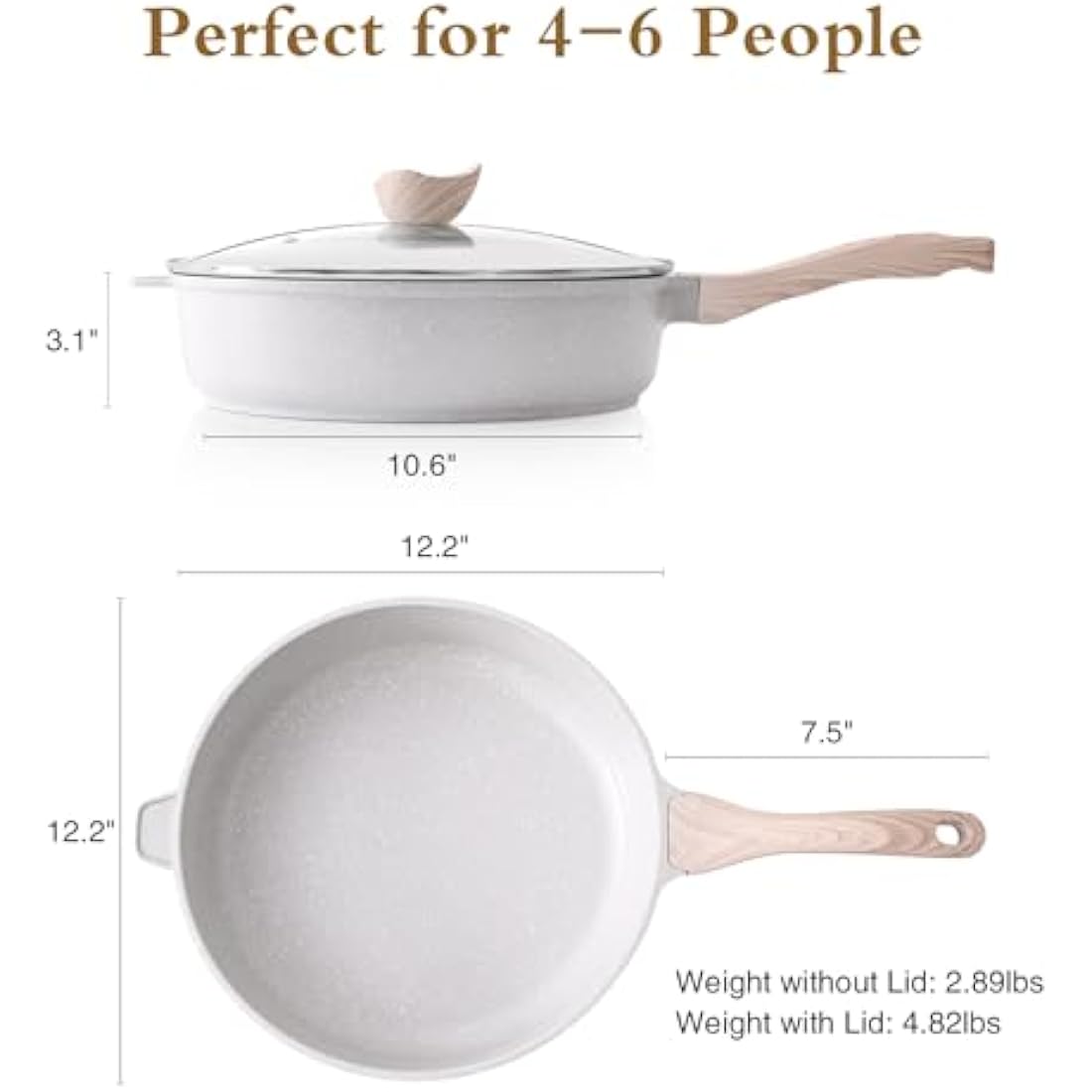 Kordisen 30cm Nonstick Ceramic Deep Frying Pan with Lid | Induction Skillet