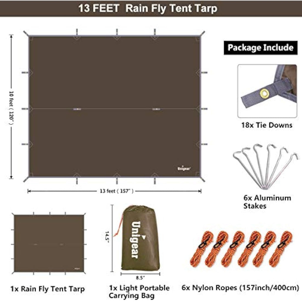 Unigear Waterproof Rain Fly Tarp | Lightweight Camping Tent Shelter