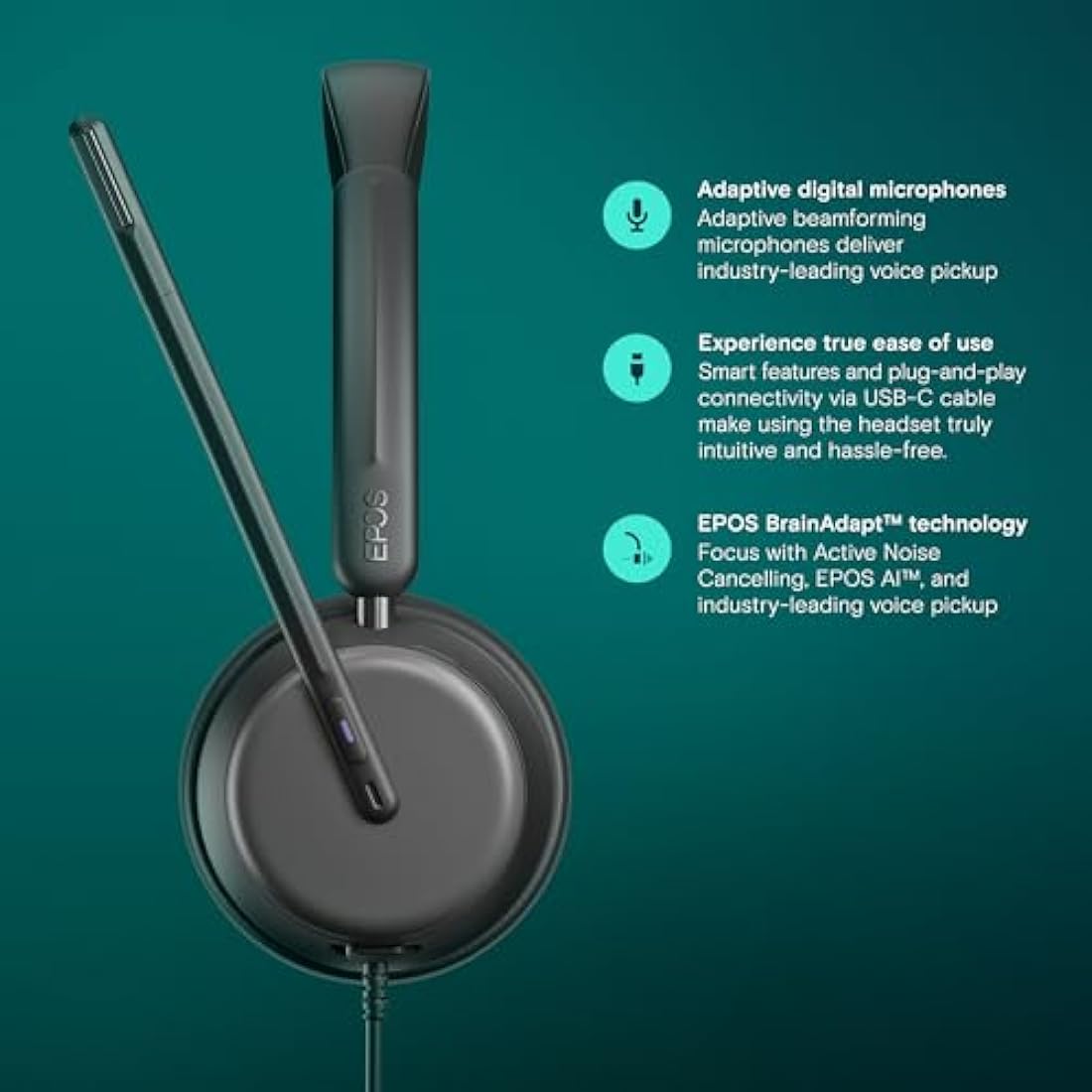 EPOS IMPACT 860T ANC Wired Headset | Microsoft Teams Certified