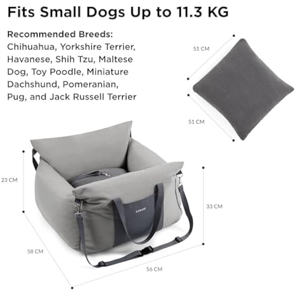 Lesure Dog Car Seat – Waterproof Booster Seat with Safety Leash, Grey
