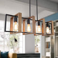 Jolof Store 4-Light Farmhouse Kitchen Island Chandelier – Wood & Black