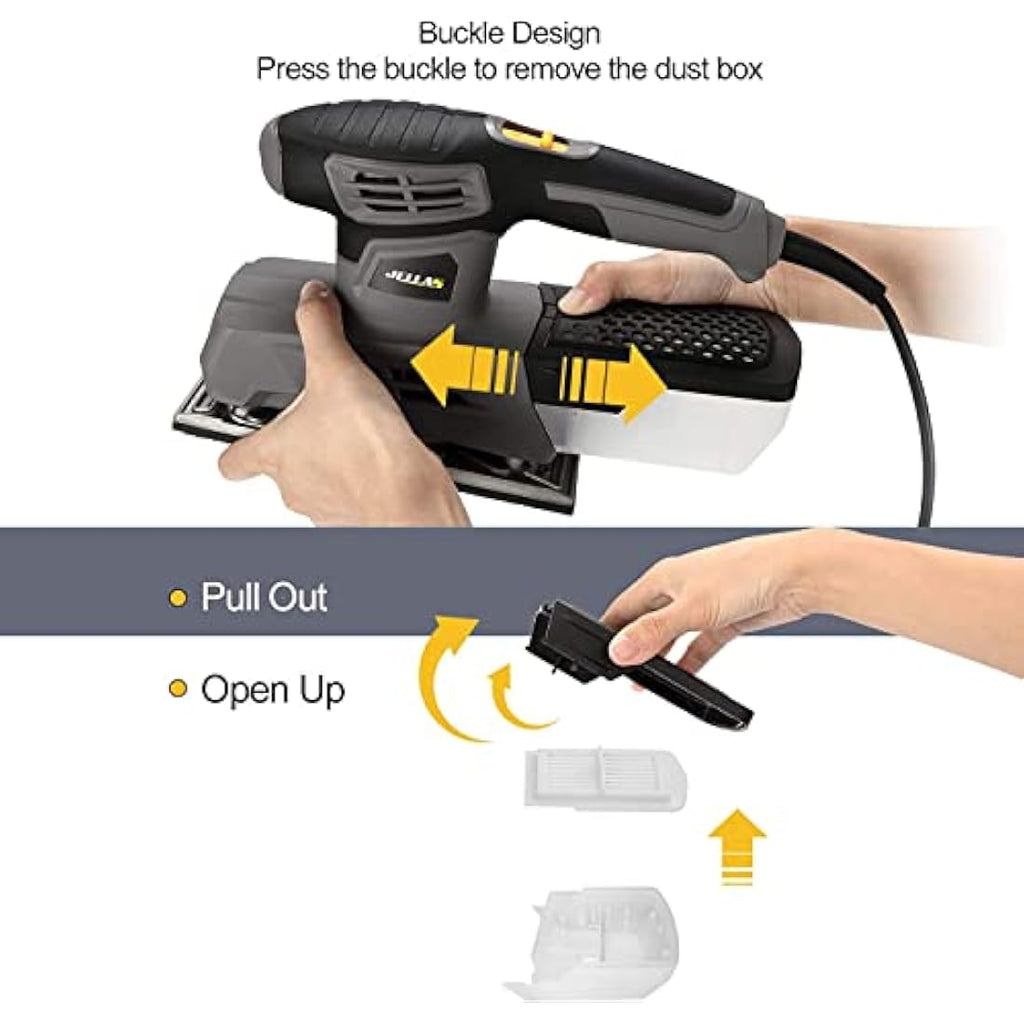 Jellas 220W 1/3 Sheet Sander - 6 Variable Speed Electric Wood Sander