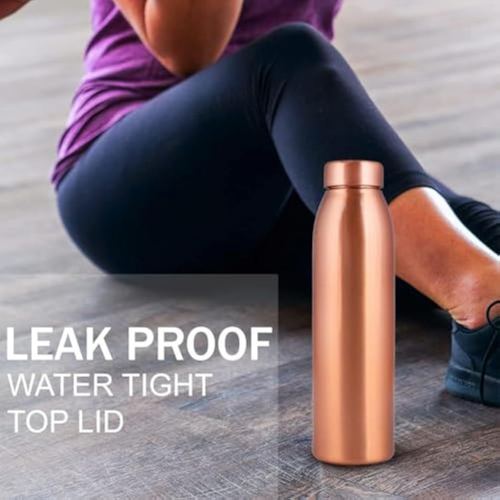 Pure Copper Water Bottle 1L - Ayurvedic Vessel (Set of 3)